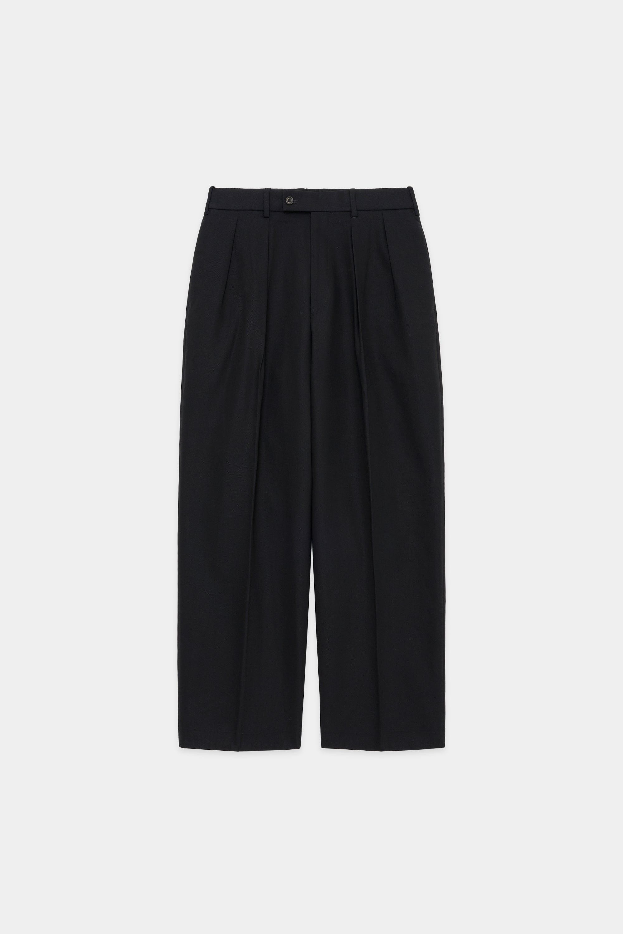 ORGANIC COTTON SURVIVAL CLOTH DOUBLE PLEATED TROUSERS, Black 