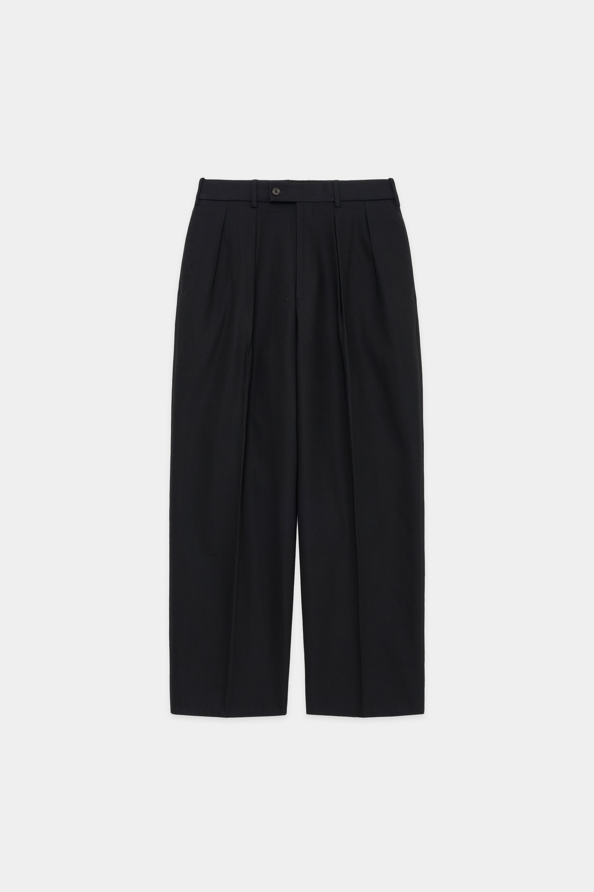 ORGANIC COTTON SURVIVAL CLOTH DOUBLE PLEATED TROUSERS, Black