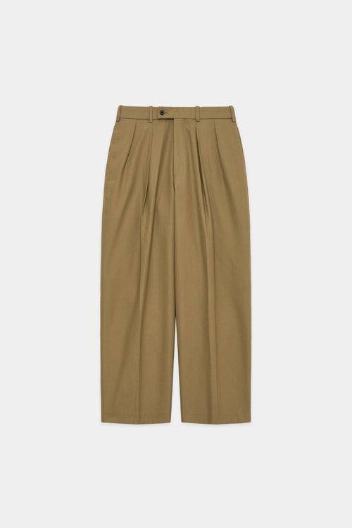 ORGANIC COTTON SURVIVAL CLOTH DOUBLE PLEATED TROUSERS, Beige