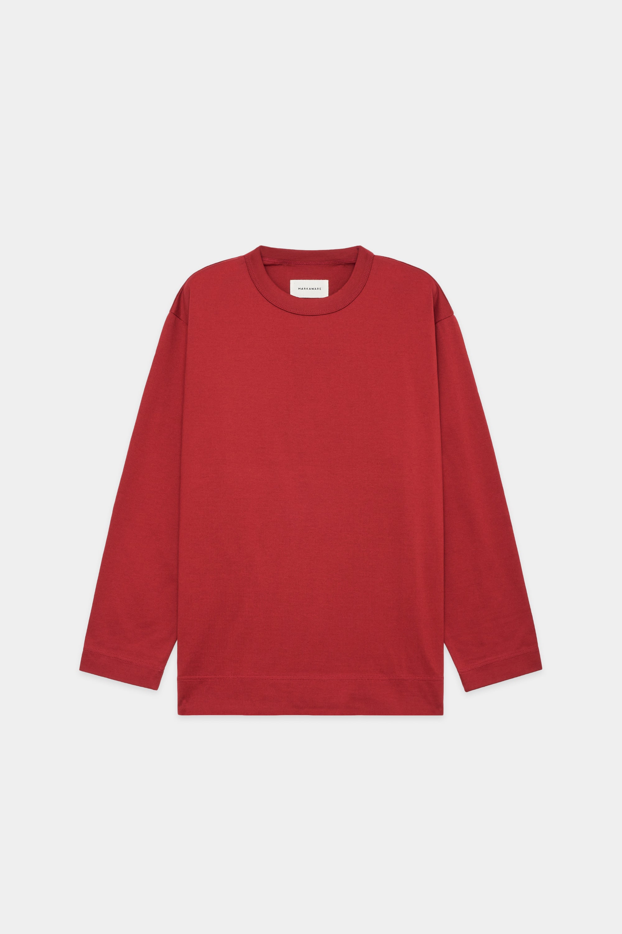 40/2 コンパクト ピマ ガス焼き 天竺  コンフォート フィット Tee L/S, Red