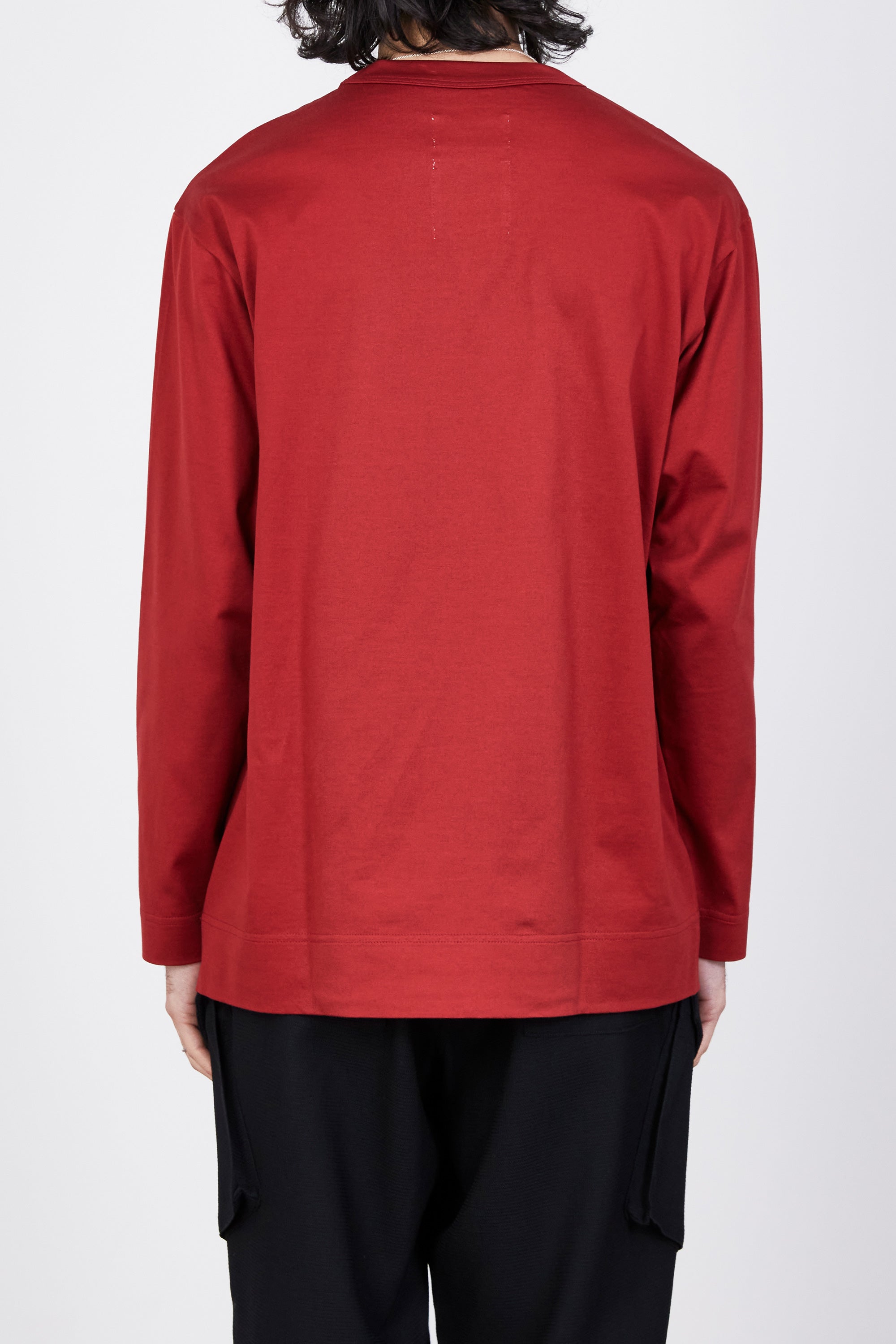 40/2 コンパクト ピマ ガス焼き 天竺  コンフォート フィット Tee L/S, Red