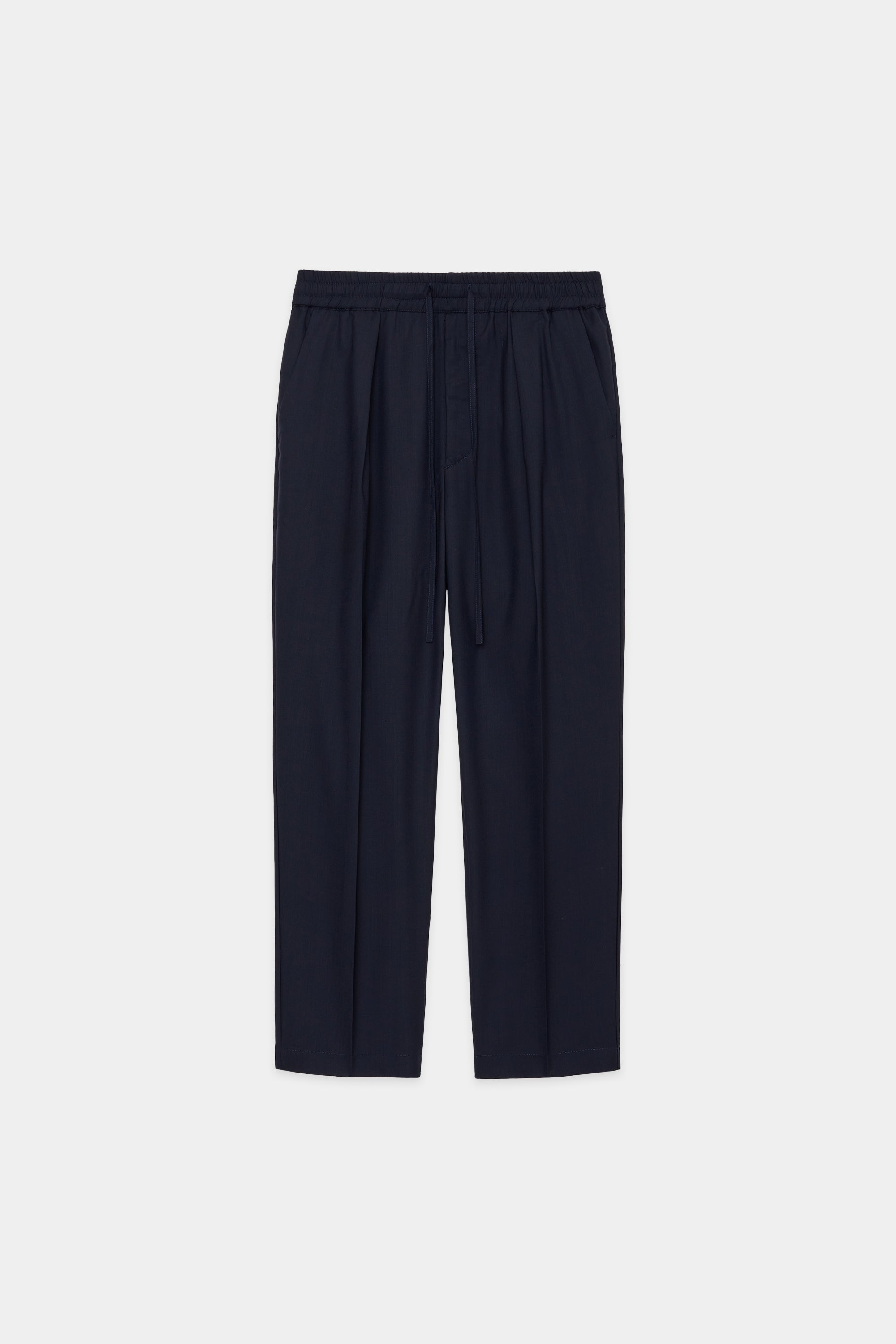 SUPER 120'S WOOL TROPICAL PEG TOP EASY PANTS, Navy