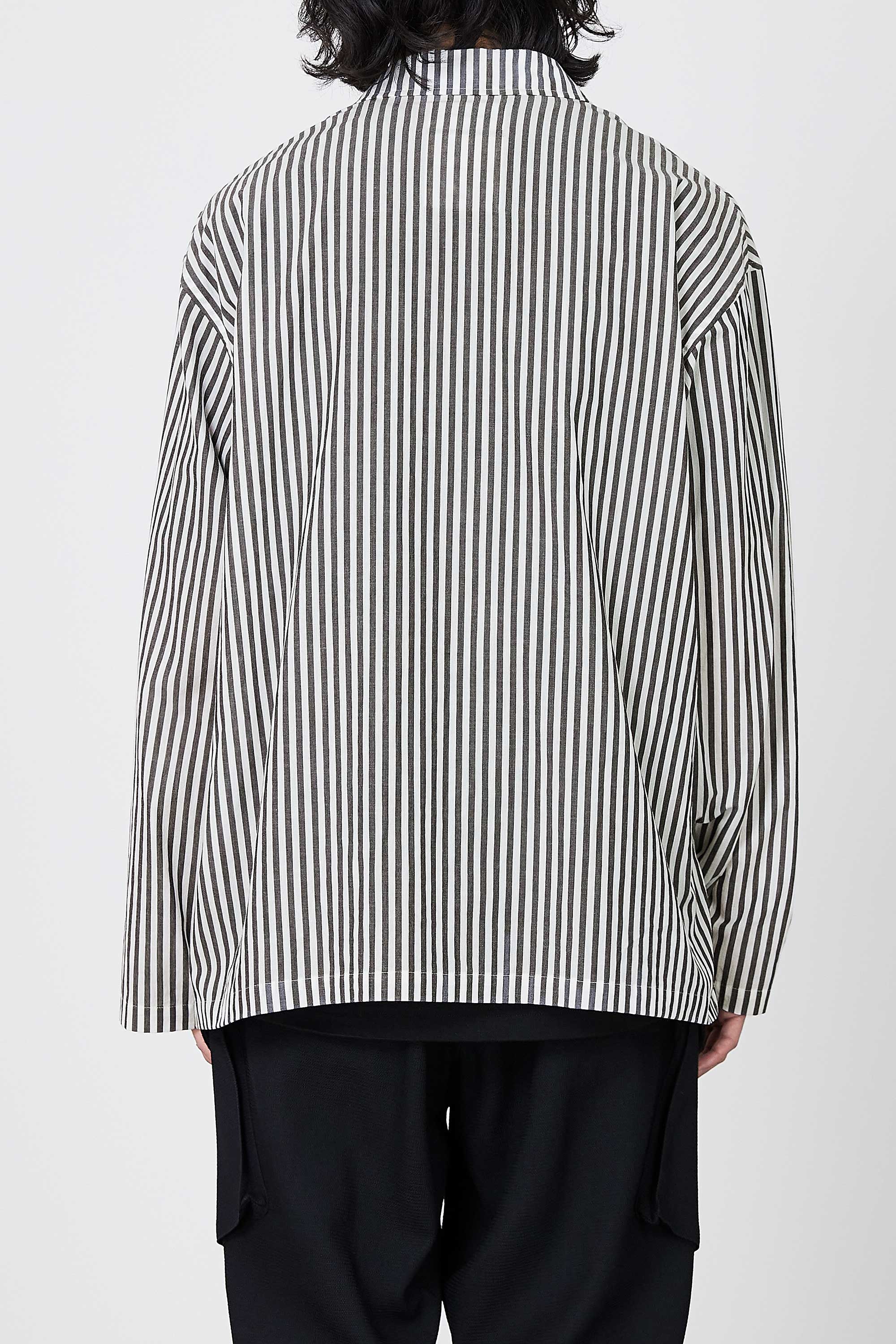 ORGANIC COTTON STRIPE SHIRTS JACKET , Black Stripe