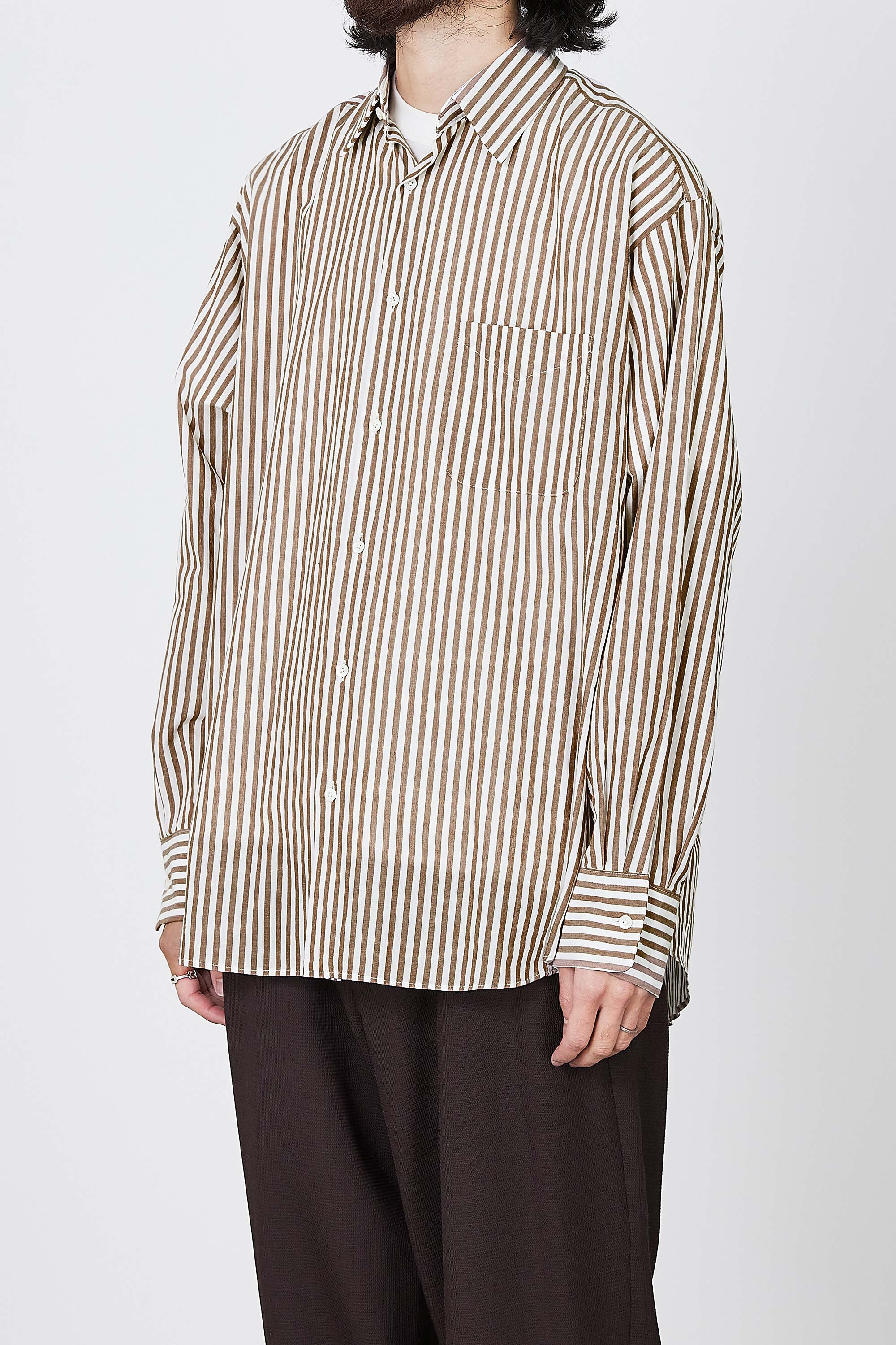 ORGANIC COTTON STRIPE COMFORT FIT SHIRT, Brown Stripe