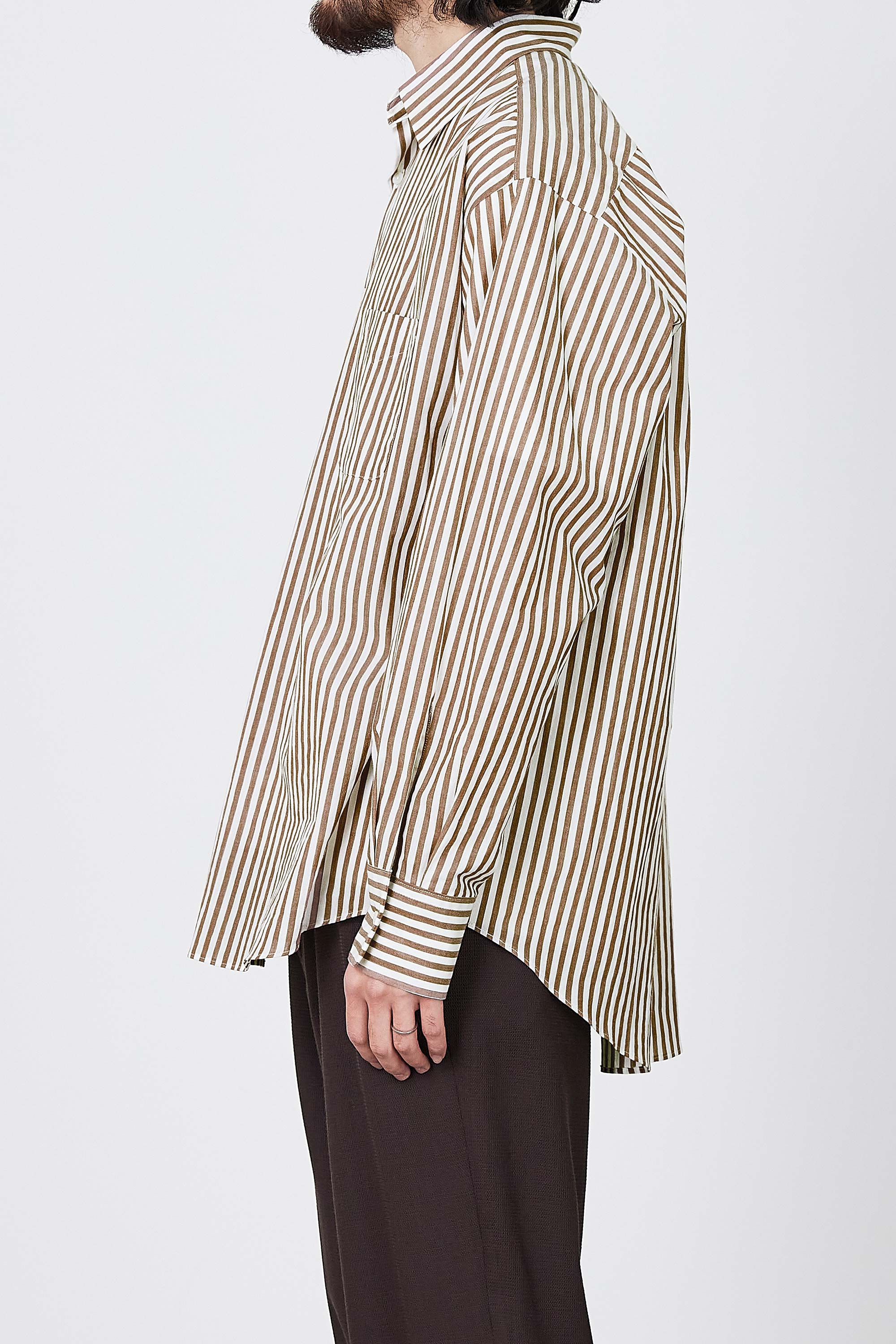 オーガニック コットン ストライプ コンフォート フィット シャツ, Brown Stripe