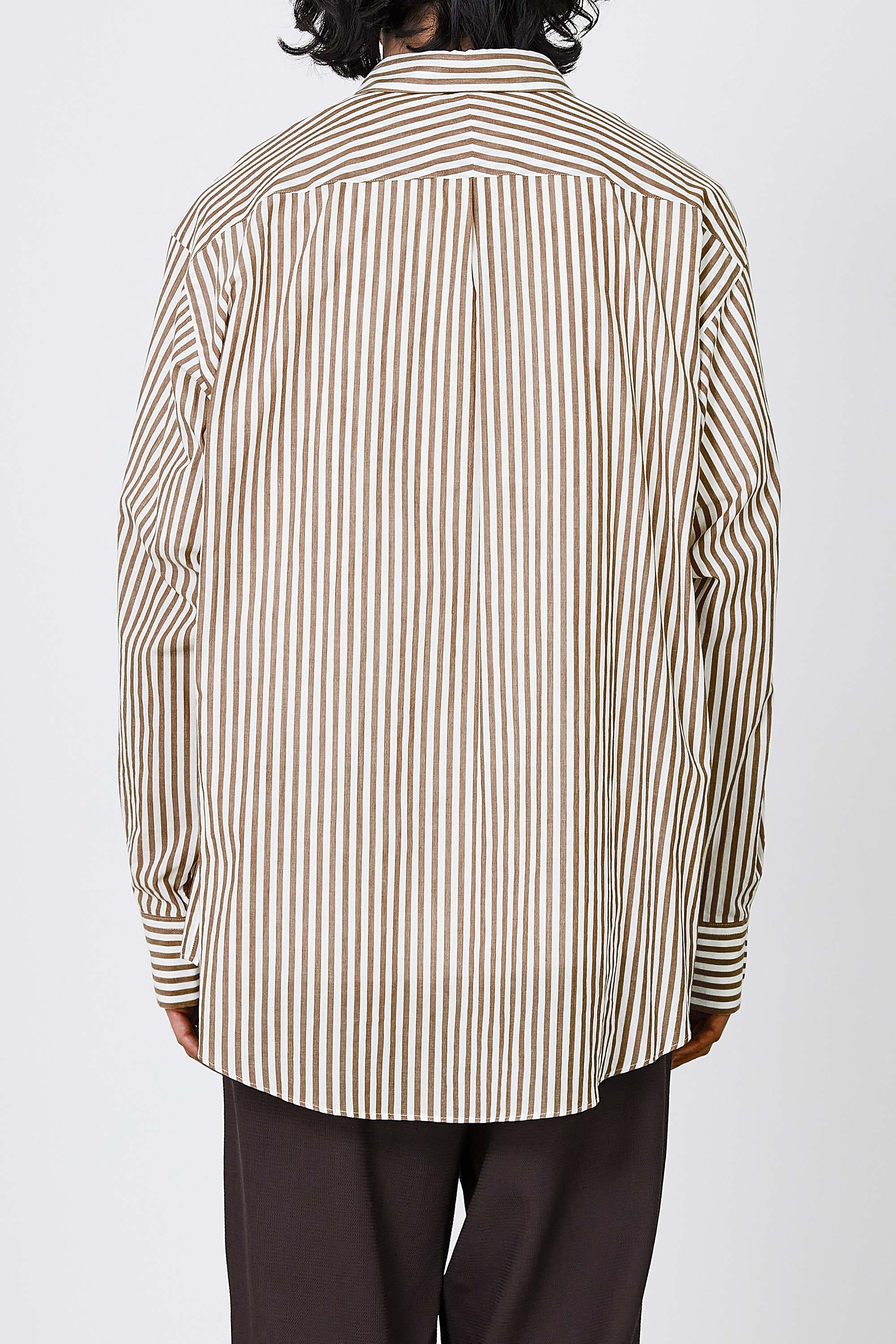 オーガニック コットン ストライプ コンフォート フィット シャツ, Brown Stripe