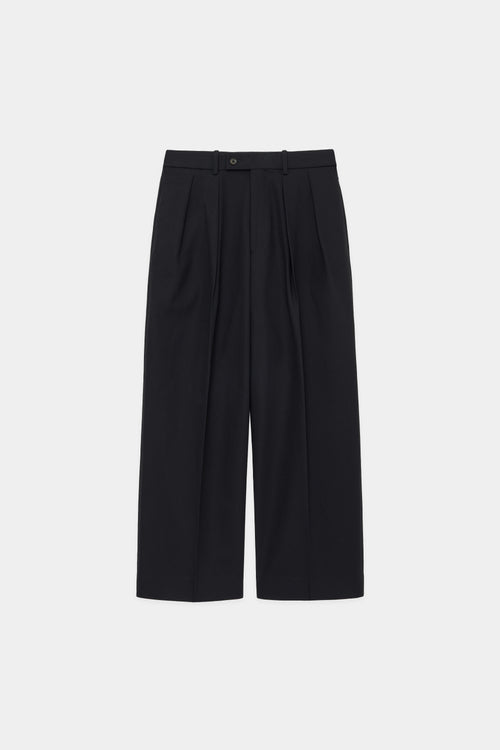 ORGANIC COTTON SURVIVAL CLOTH DOUBLE PLEATED TROUSERS, Navy
