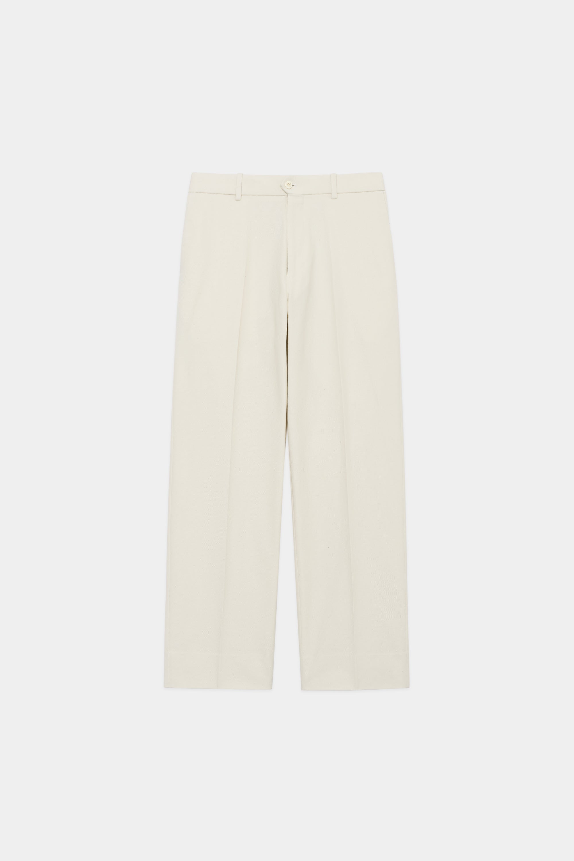 ORGANIC COTTON SURVIVAL CLOTH FLAT-FRONT TROUSERS, Ivory