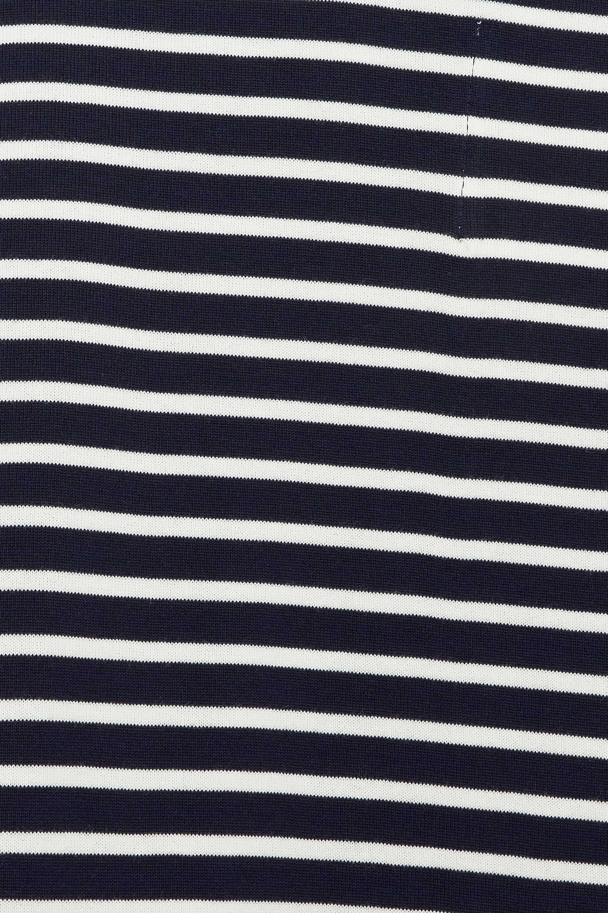 ORGANIC PIMA 60//2 STRIPE BOX Tee L/S, Navy × White