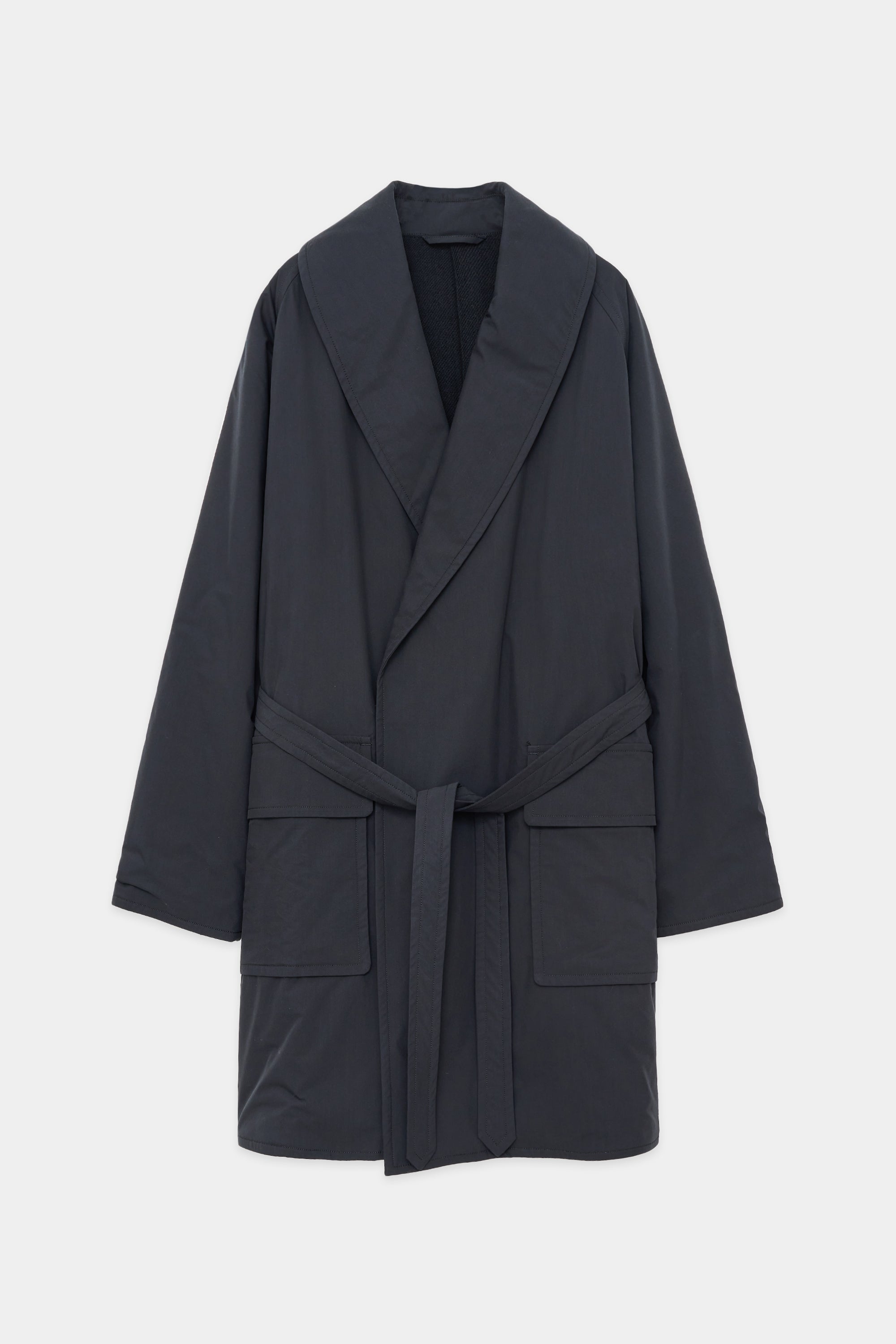Organic Cotton/ Polyester Weather Stuffed Shawl Collar Coat, Black
