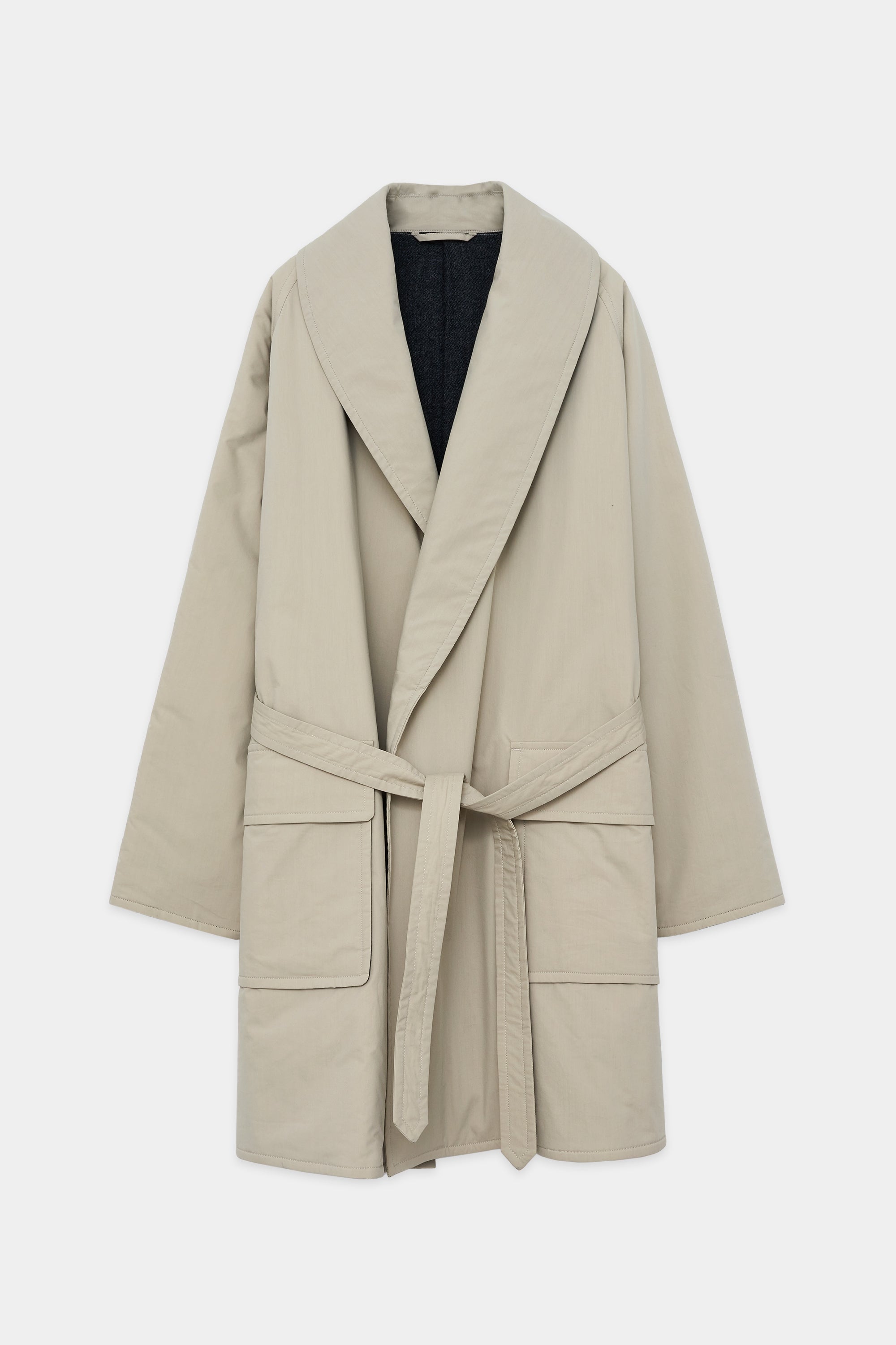 Organic Cotton/ Polyester Weather Stuffed Shawl Collar Coat, Beige