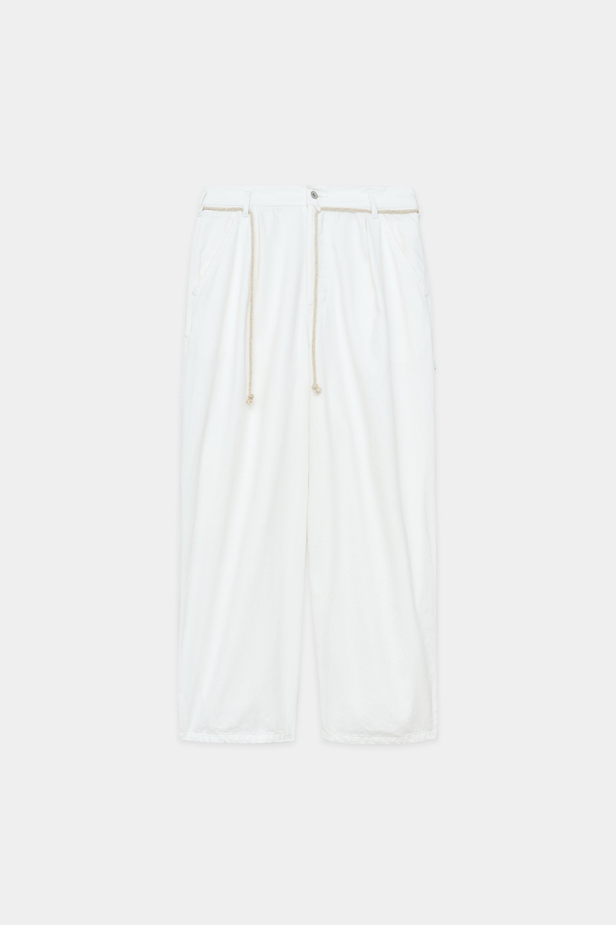 10oz Organic Cotton Denim Tuck Wide Painter Pants, White