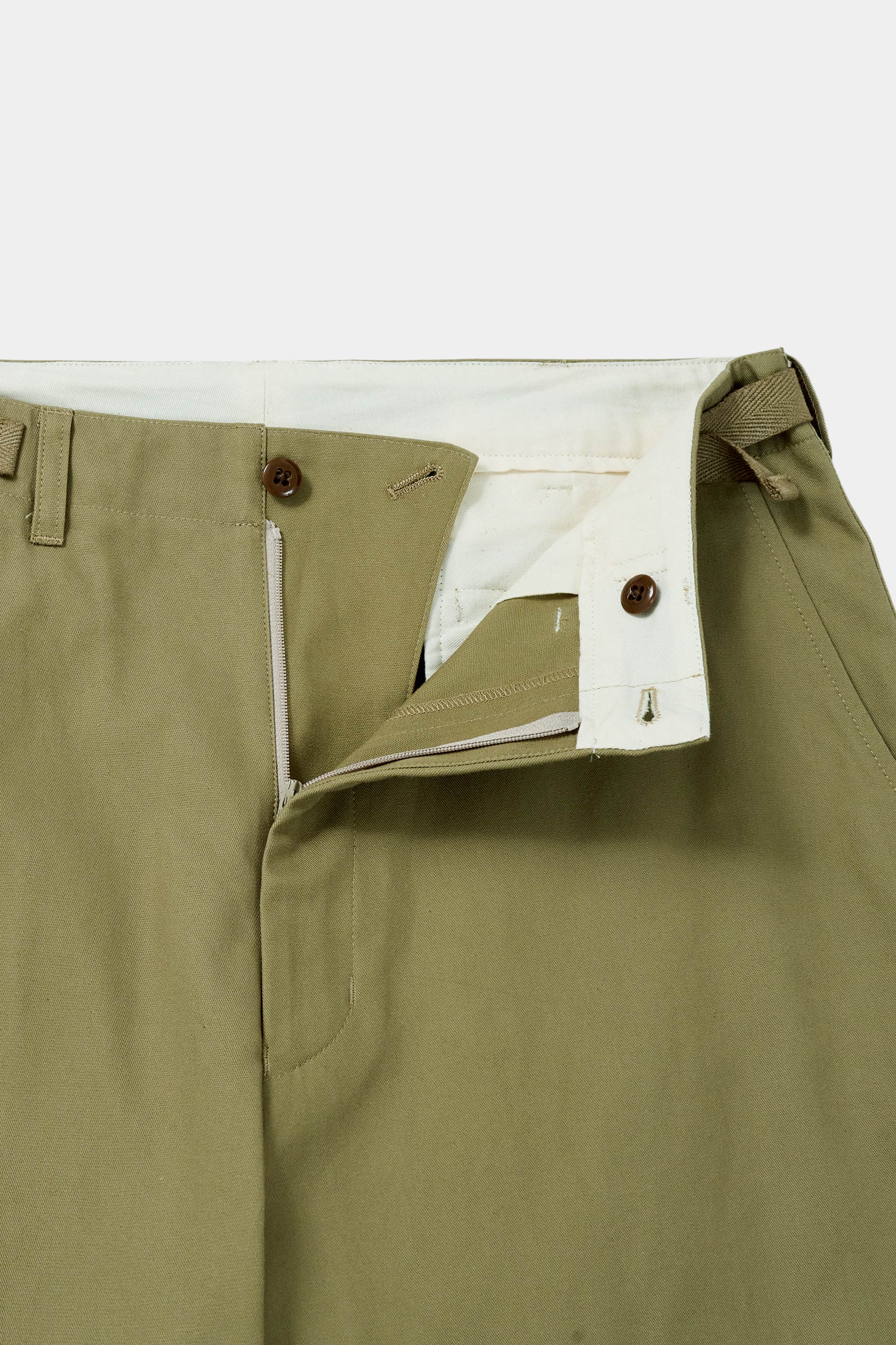 オーガニックコットンギャバジン サイドアジャストトラウザース, Khaki