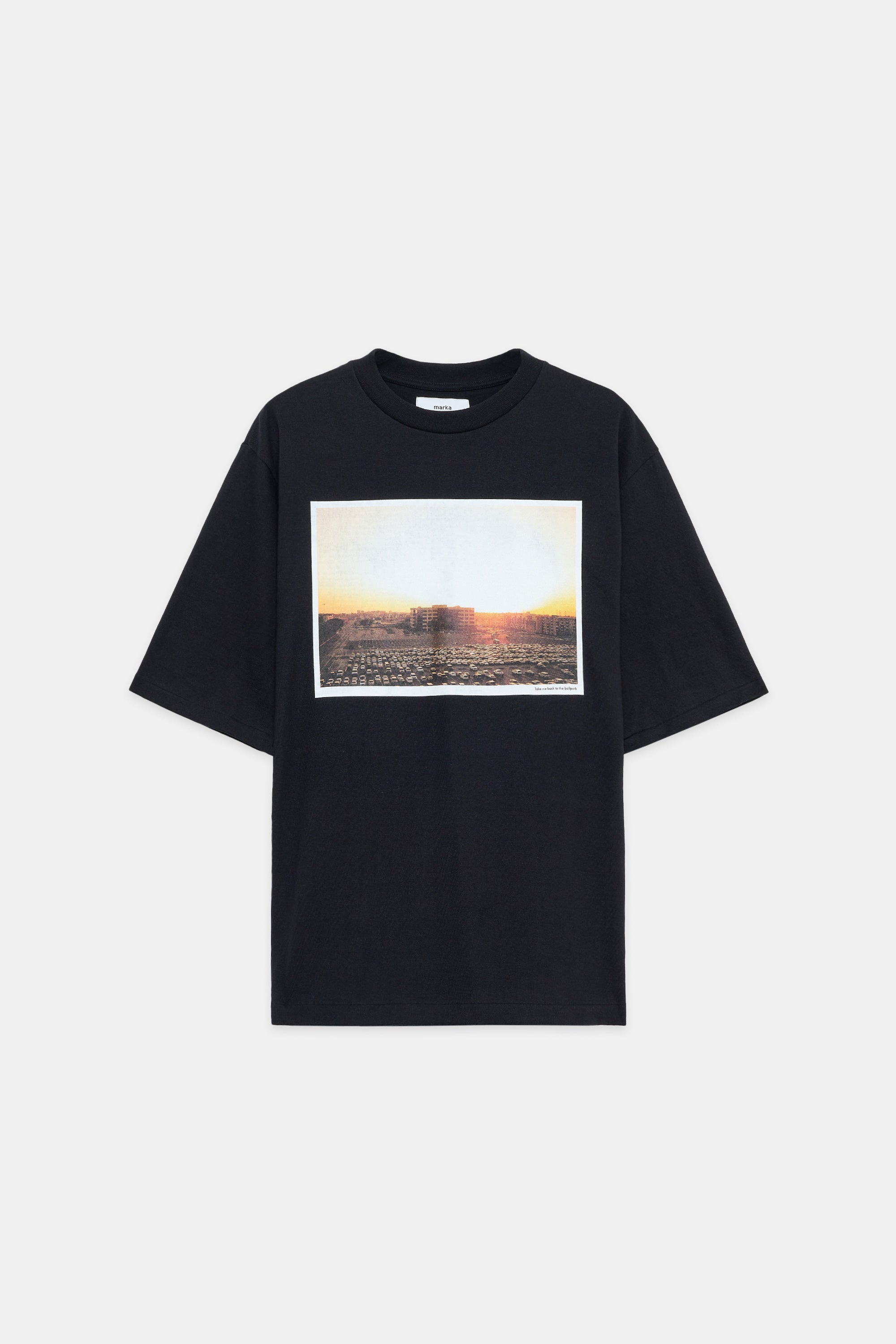 14/-丸胴天竺 Tシャツ Yuji Takeuchi "PARKING", Black