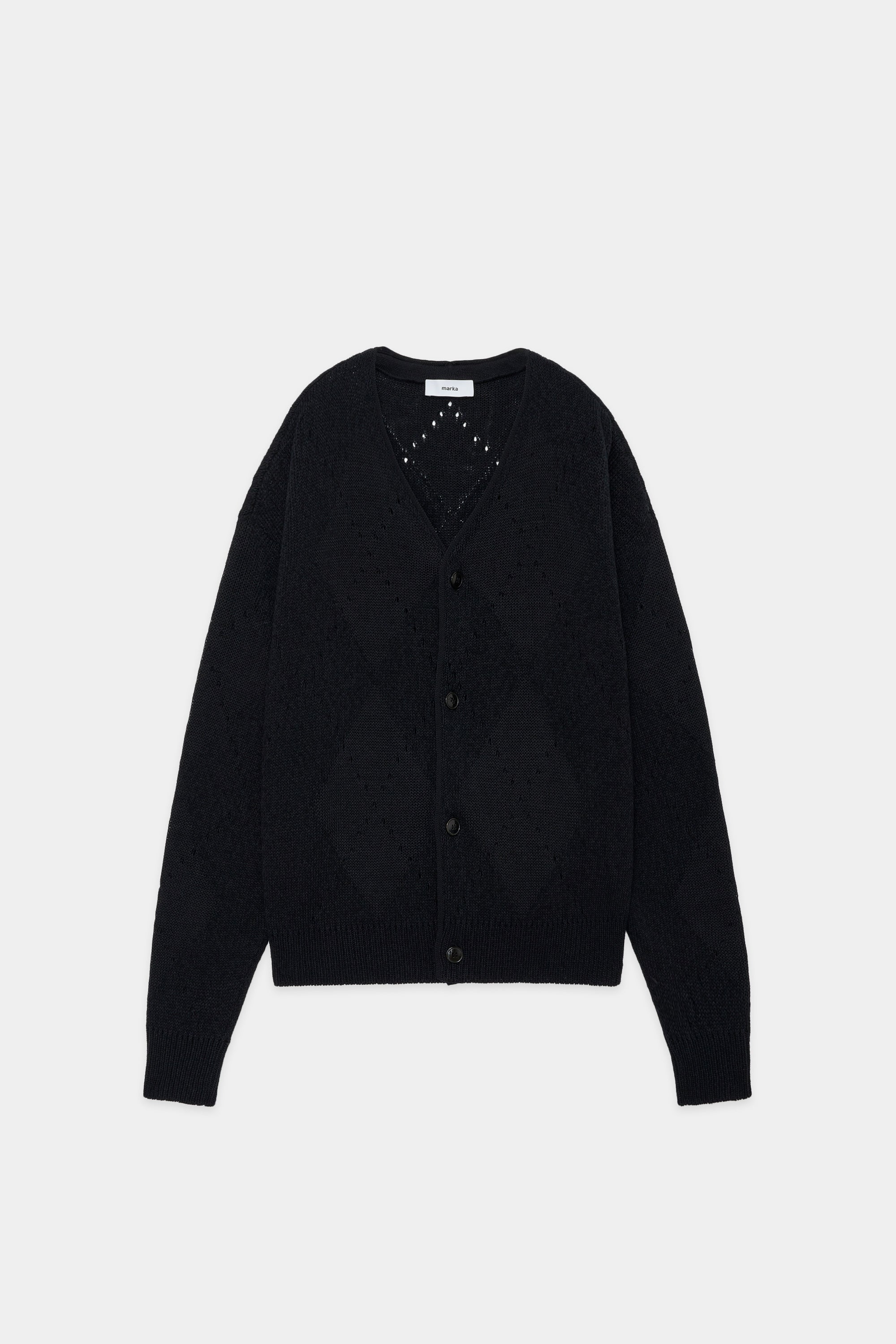 COTTON×SILK NEP YARN CARDIGAN, Black