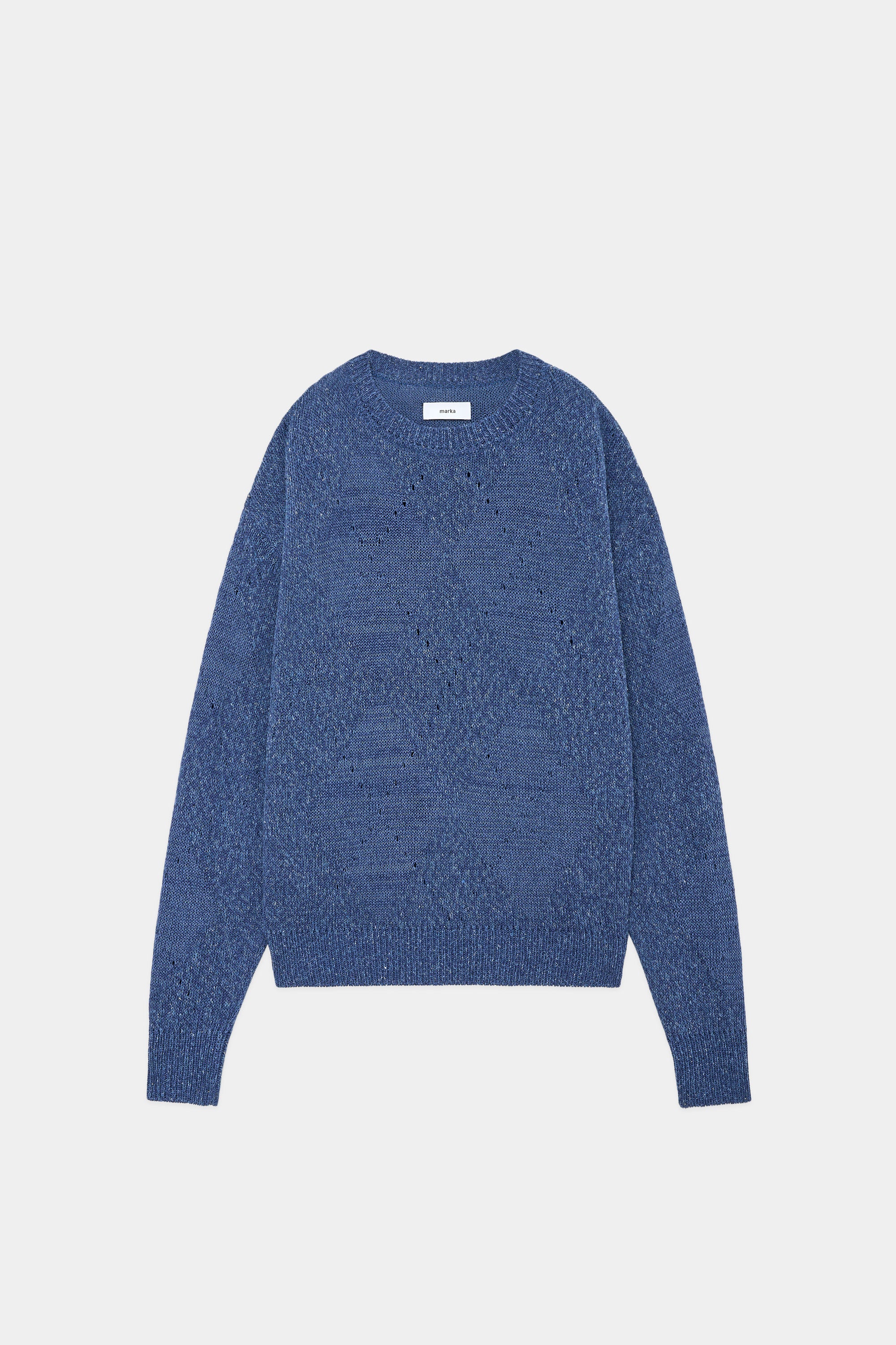 COTTON×SILK NEP YARN CREW NECK, Indigo