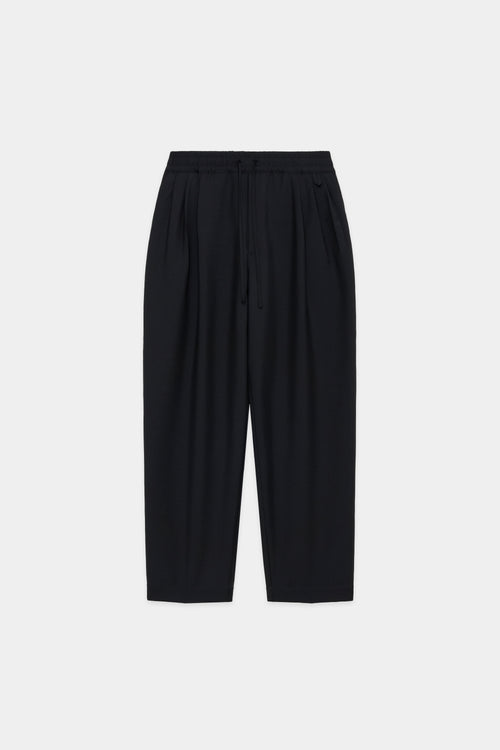 Organic Wool × Mohair Tropical 3tuck Easy Pants, Black