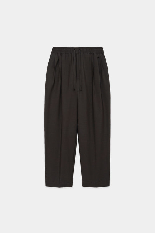 Organic Wool × Mohair Tropical 3tuck Easy Pants, Dark Brown
