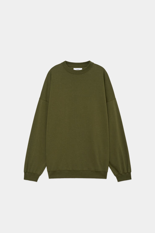 20//1 RECYCLE SUVIN ORGANIC COTTON KNIT OVERSIZE CREW NECK, Olive