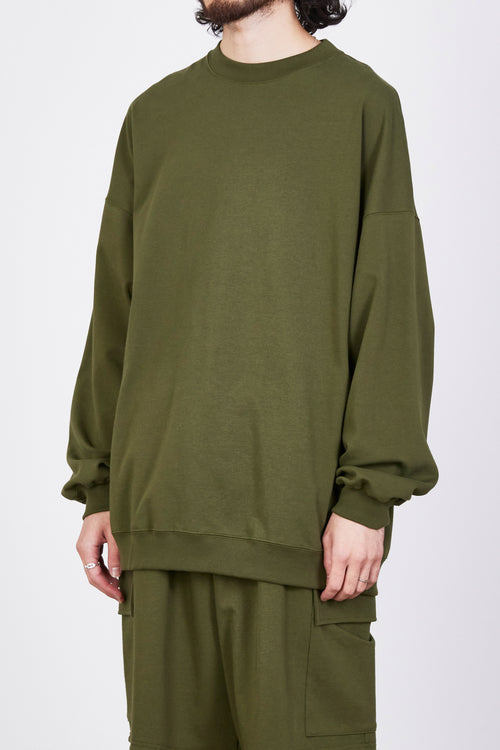 20//1 RECYCLE SUVIN ORGANIC COTTON KNIT OVERSIZE CREW NECK, Olive