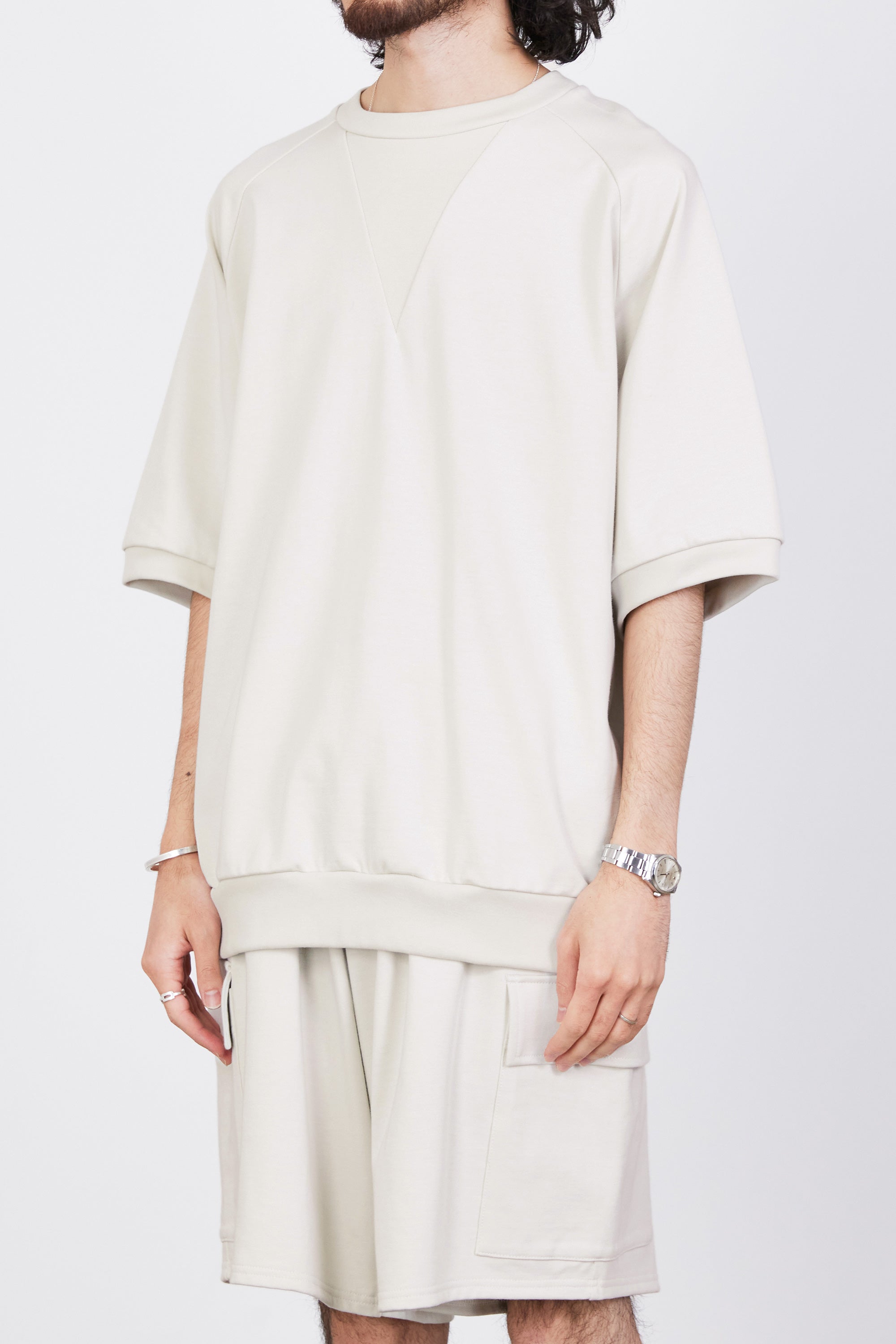 20//1 RECYCLE SUVIN ORGANIC COTTON KNIT V GUSSET CREW NECK, Off White