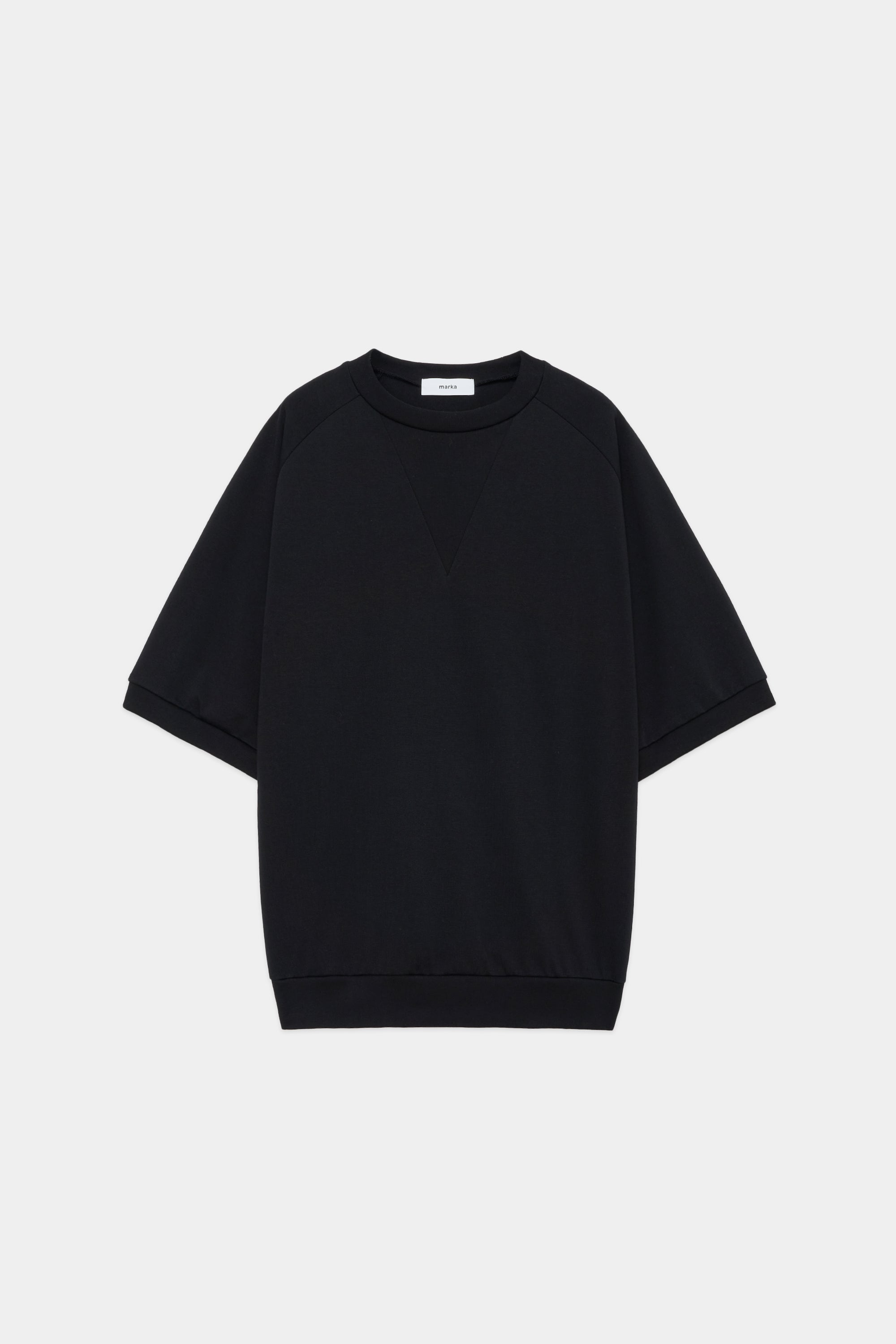 20//1 RECYCLE SUVIN ORGANIC COTTON KNIT V GUSSET CREW NECK, Black