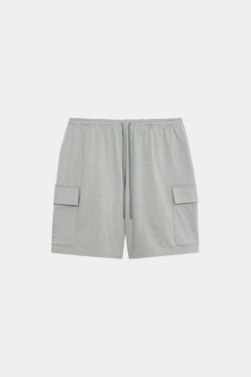20//1 RECYCLE SUVIN ORGANIC COTTON KNIT CARGO SHORTS, Sky Gray