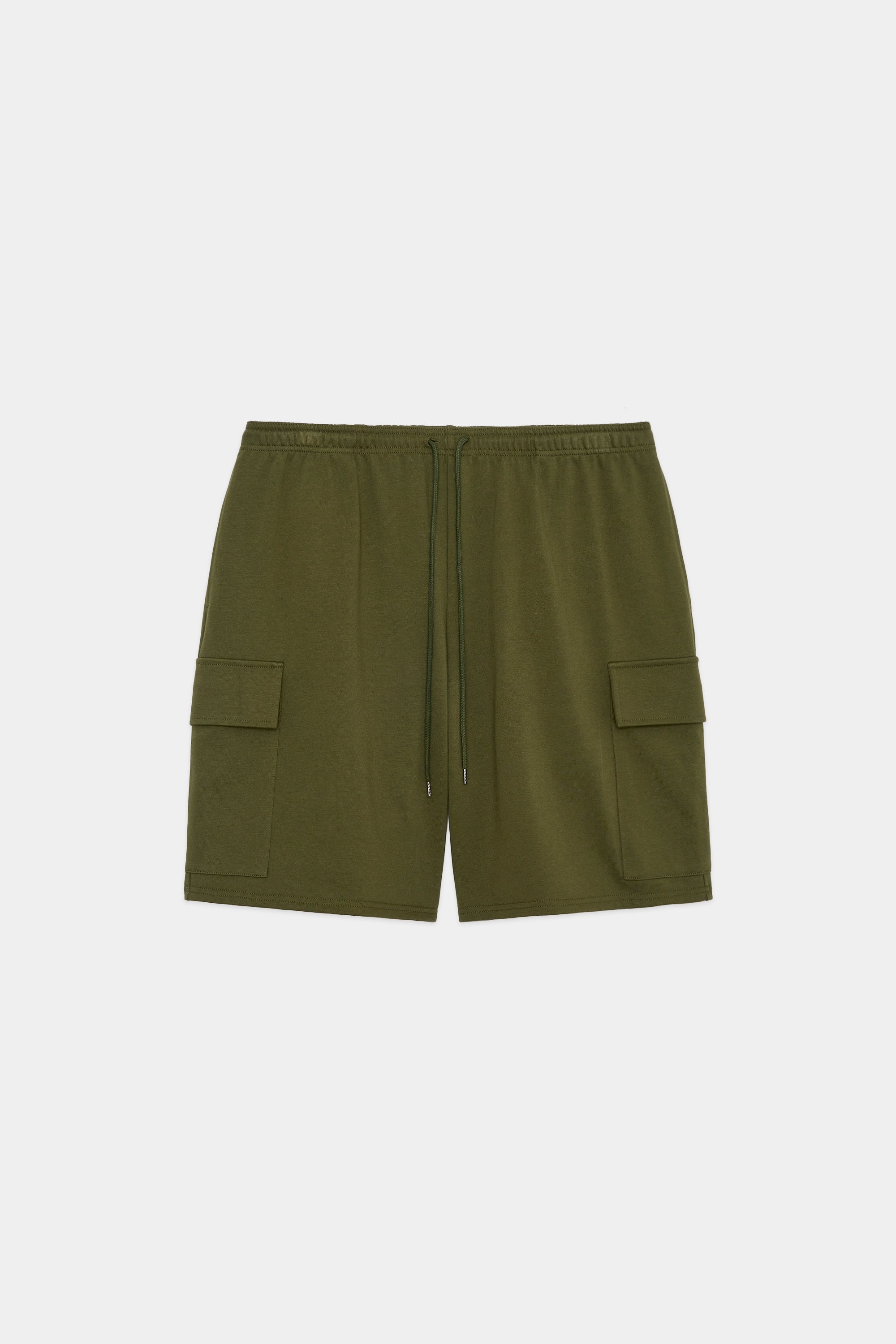 20//1 RECYCLE SUVIN ORGANIC COTTON KNIT CARGO SHORTS, Olive