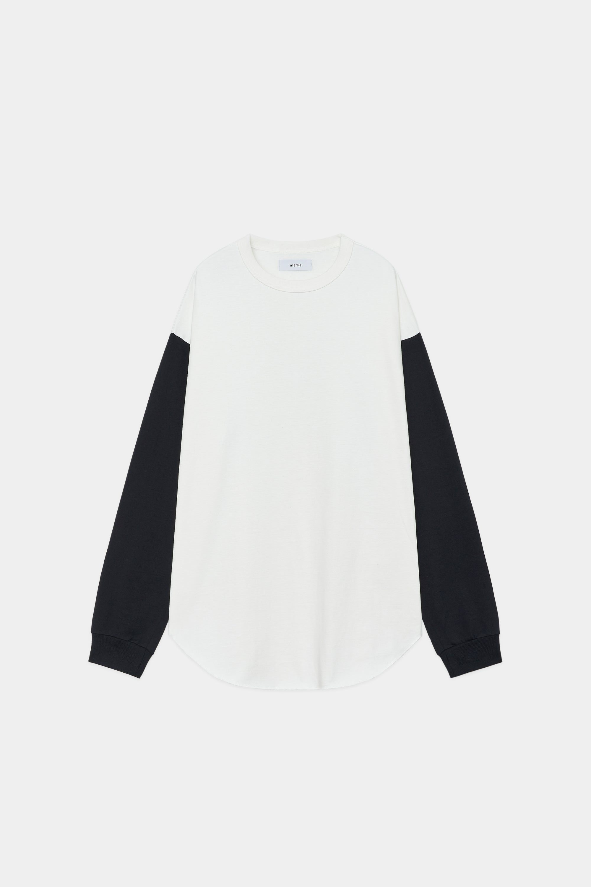 14/-  RECYCLE SUVIN ORGANIC COTTON KNIT BASE BALL TEE L/S, White × Black