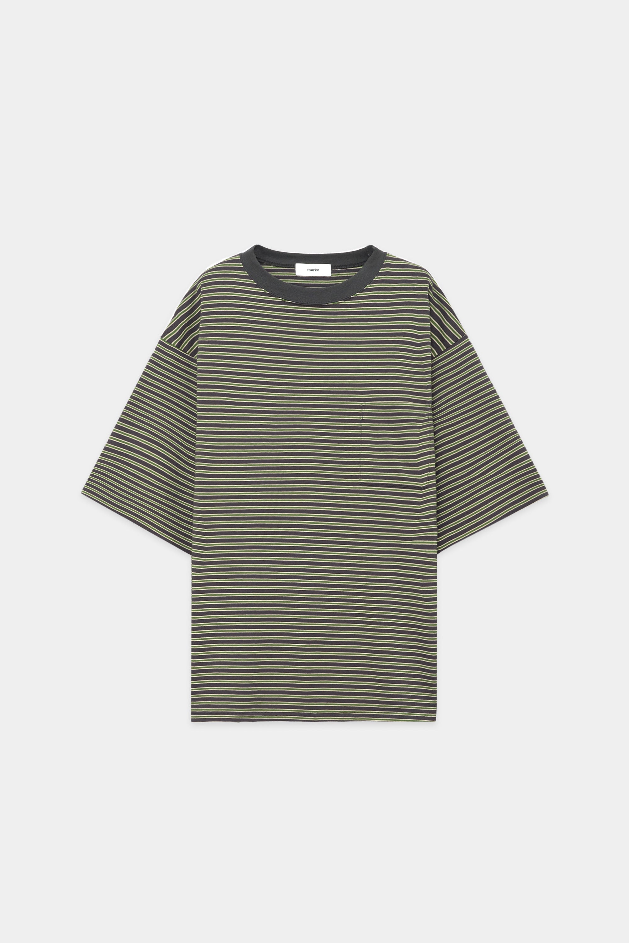 30/2 ORGANIC COTTON KNIT BORDER BORDER TEE S/S, Charcoal – MARKAWARE