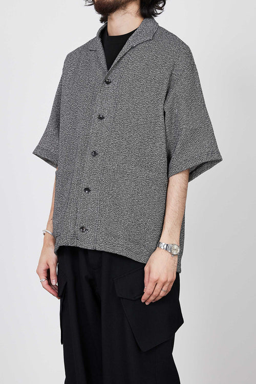 ORGANIC COTTON × RECYCLE POLYESTER RASCHEL CARDIGAN, White × Black