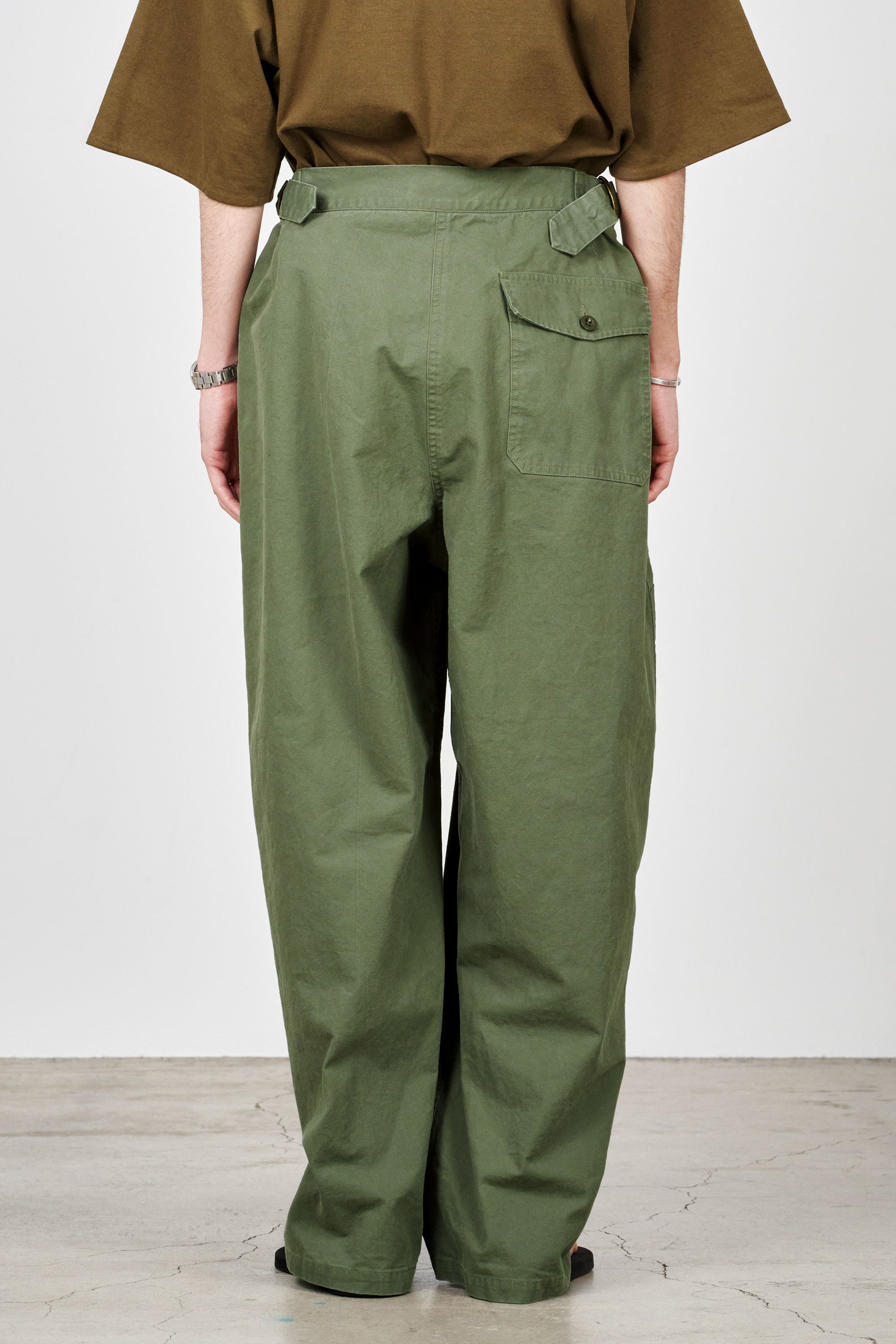 ORGANIC COTTON CANVAS FRENCH AVIATOR PANTS, Olive