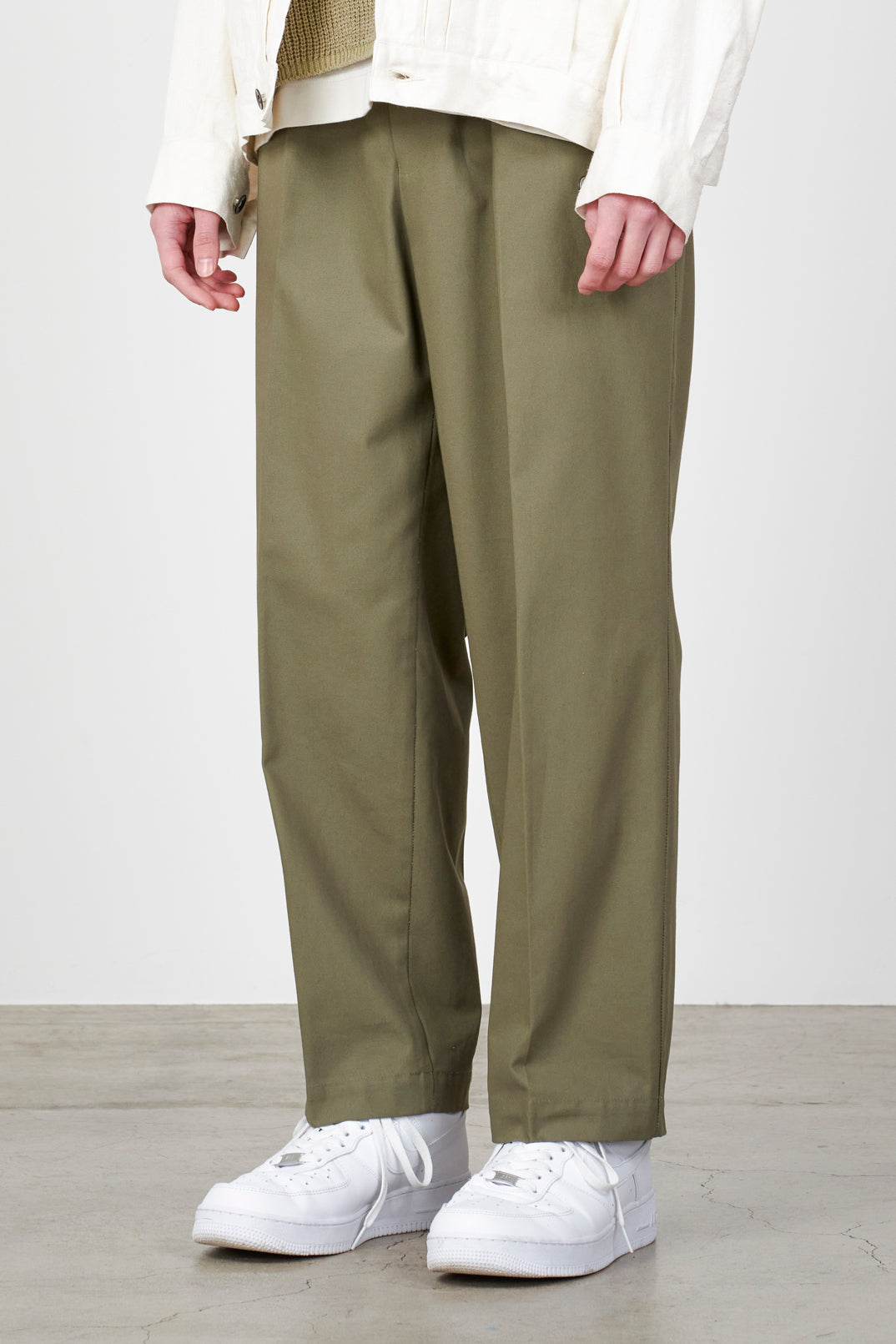 Organic Cotton Dry Twill Flat Front Easy Pants, Olive